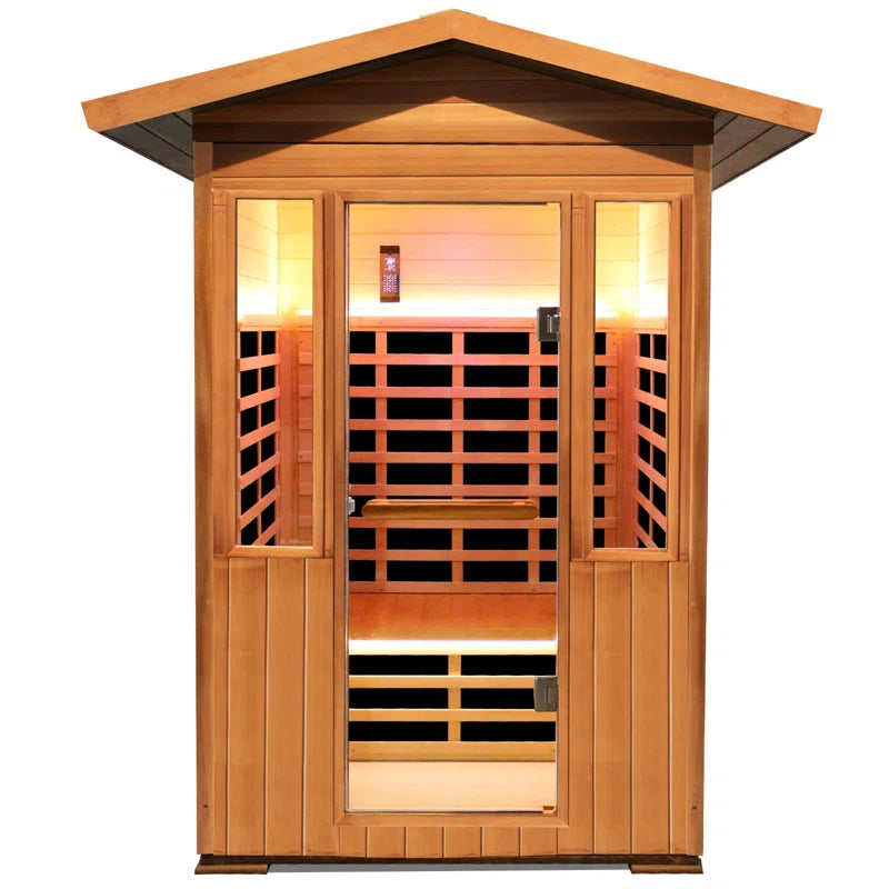 Outdoor Sauna Far Infrared Saunas Red Cedar and Canadian Hemlock Spa 1800W Low-Emf for Two Person