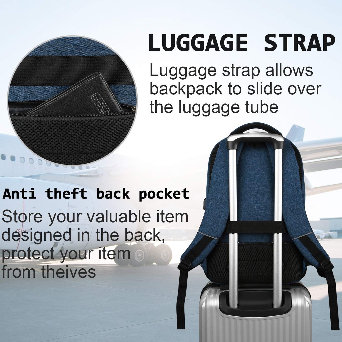 Laptop Backpack with USB Charging & Headphone Port