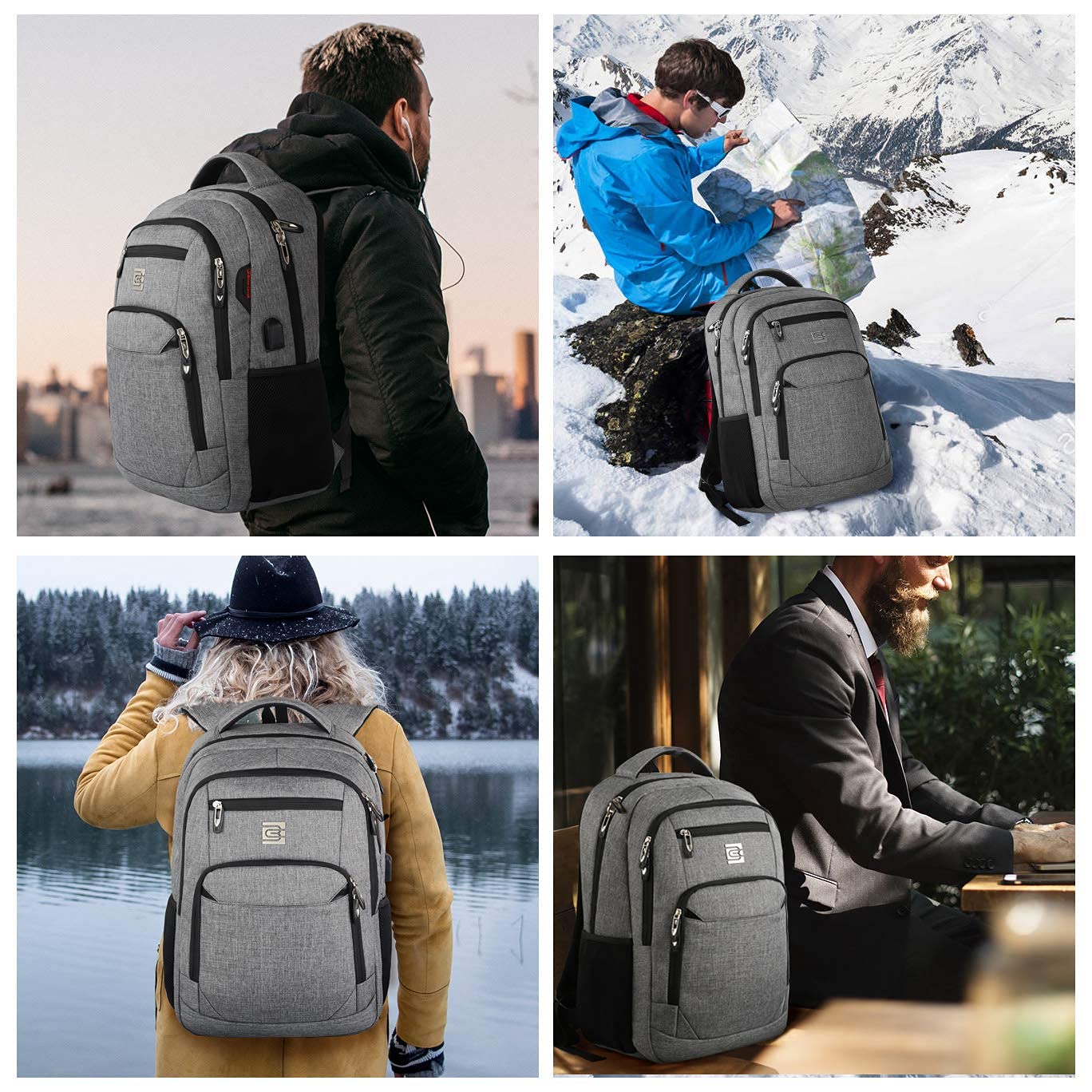 Laptop Backpack with USB Charging & Headphone Port