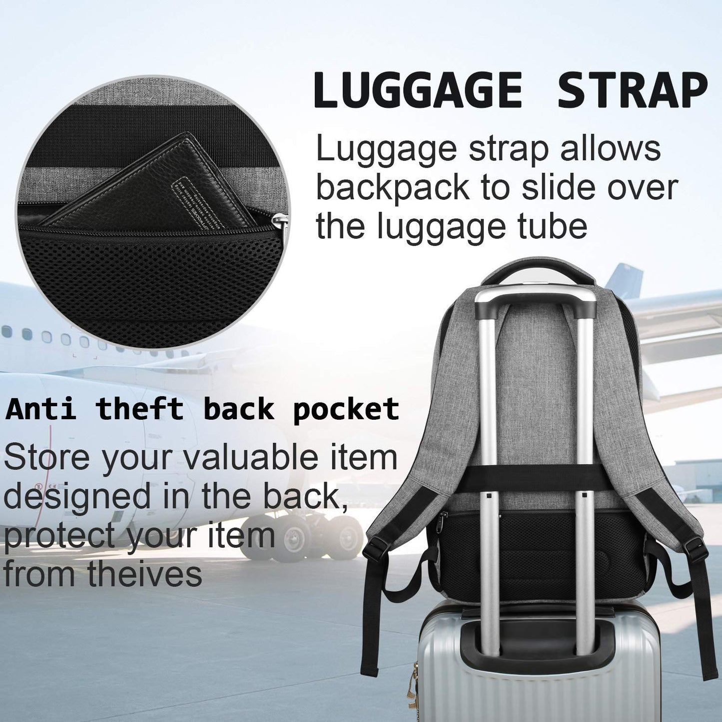 Laptop Backpack with USB Charging & Headphone Port