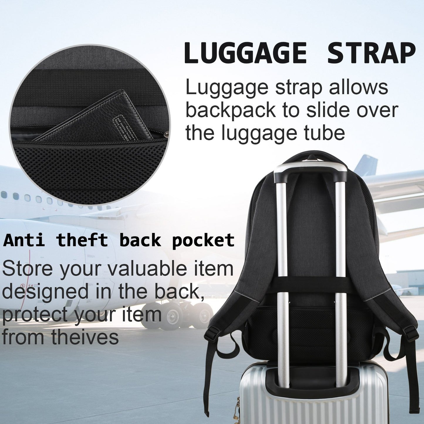 Laptop Backpack with USB Charging & Headphone Port
