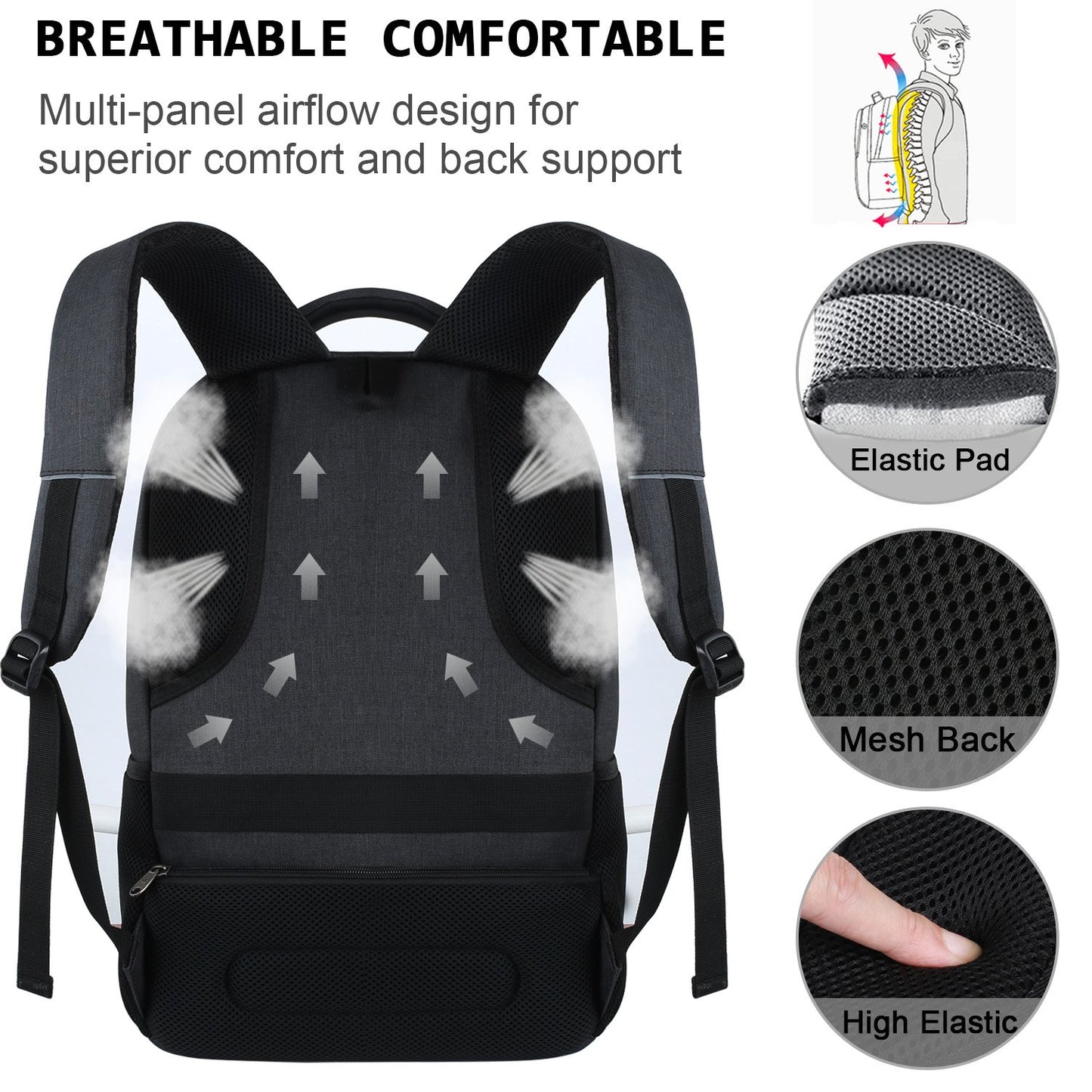 Laptop Backpack with USB Charging & Headphone Port