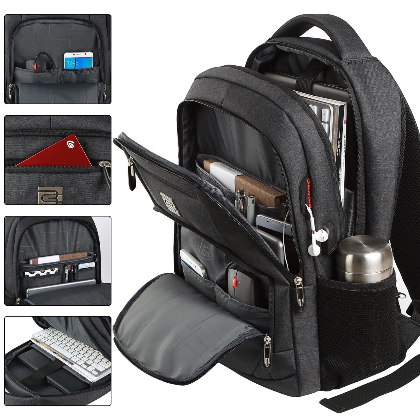 Laptop Backpack with USB Charging & Headphone Port