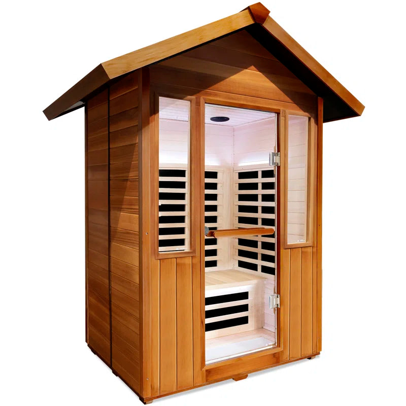 Outdoor Sauna Far Infrared Saunas Red Cedar and Canadian Hemlock Spa 1800W Low-Emf for Two Person