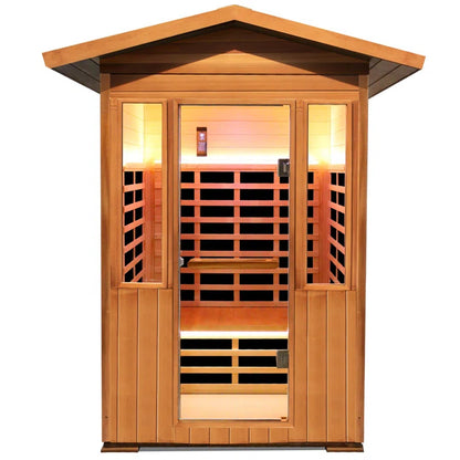Outdoor Sauna Far Infrared Saunas Red Cedar and Canadian Hemlock Spa 1800W Low-Emf for Two Person
