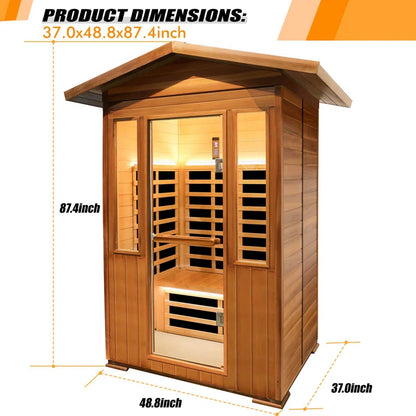 Outdoor Sauna Far Infrared Saunas Red Cedar and Canadian Hemlock Spa 1800W Low-Emf for Two Person