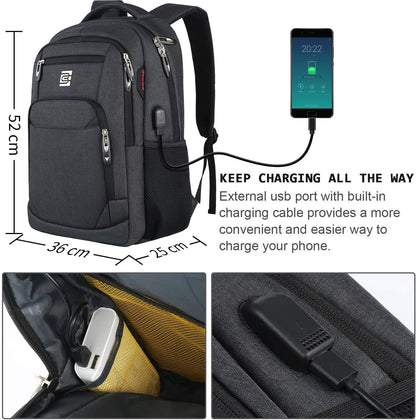 Laptop Backpack with USB Charging & Headphone Port