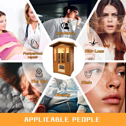 Outdoor Sauna Far Infrared Saunas Red Cedar and Canadian Hemlock Spa 1800W Low-Emf for Two Person