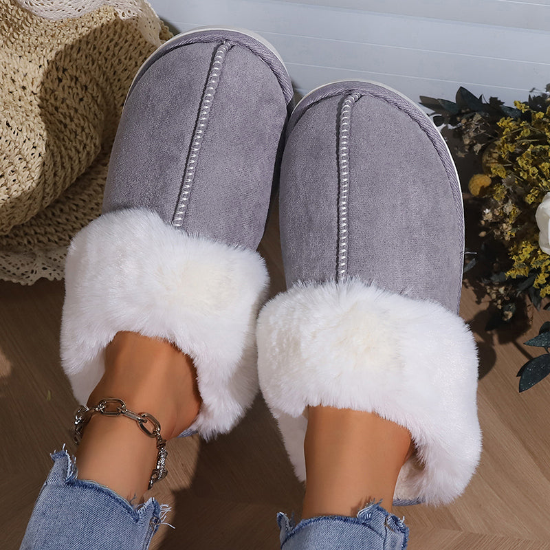 Warm Anti-Skid Flat Fur Slippers